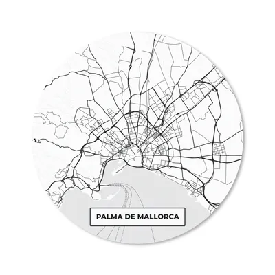 Produktbild von MuchoWow® Mauspad Mousepad Karte - Mallorca - Stadtplan - Schwarz und weiß - Karte 50x50 cm - Mousepads - Maus Mat - Pad - Mausunterlage - Vinyl