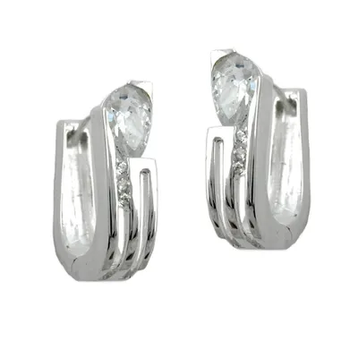 Immagine prodotto di Orecchini a cerchio incernierato Creole 15x46mm zirconi bianchi argento 925 15x4,6mm
