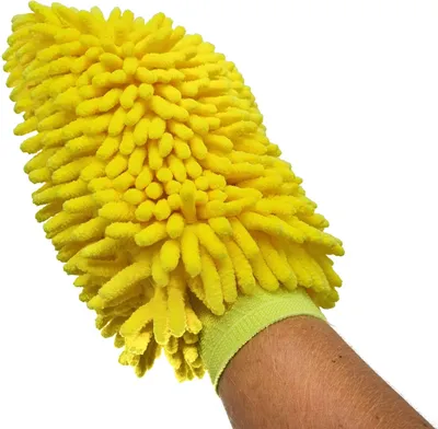 Image de Éponge de nettoyage pour voiture - Éponge pour voiture - Gant de lavage - Gant éponge de nettoyage - 1 face jaune