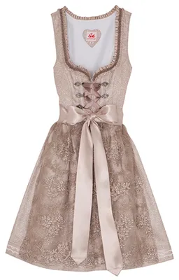 Produktbild von Spieth & Wensky 2-teiliges Bari Midi-Dirndl Kleid Dirndl Trachtenkleid kurz 55cm, Farbe:Taupe, Größe:44/2XL