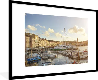 Produktbild von MuchoWow® Gerahmtes Poster Der Hafen der französischen Stadt Saint-Tropez 90x60 cm - Poster mit Schwarzem Bilderrahmen Wandposter Rahmen Foto Bilder - Wanddekoration - Fotos