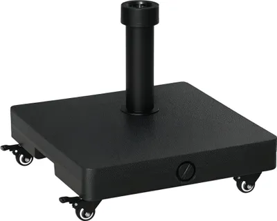 Produktbild von Sonnenschirmständer befüllbar mit Rollen, Schirmfuß quadratisch HDPE, Schirmhalter Schirmgewicht, Schwarz | 45 x 45 x 39 cm | bis 20 kg | Ø 22–38 mm