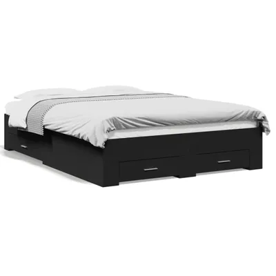 Immagine prodotto di vidaXL Struttura letto con cassetti nera 135x190 cm in materiale ligneo