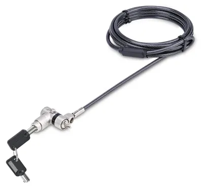 Immagine prodotto di StarTech.com Cavo di sicurezza universale 3 in 1 per laptop da 2m, cavo antifurto resistente al taglio con chiave master, compatibile con Noble Wedge®/Nano/K-Slot