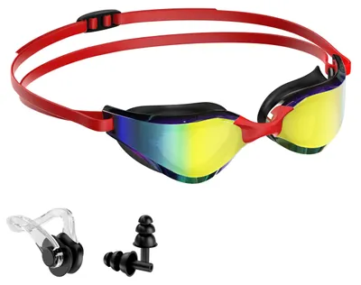 Produktbild von Seaflar Polarisierte Schwimmbrille Erwachsene Nasenklammer & Ohrstöpsel – Rot
