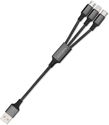 Immagine prodotto di 4Smarts - Cavo 3in1 ForkCord 20 cm - Cavo di ricarica - nero