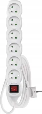 Image de Câble de rallonge avec interrupteur - 6 prises, 3m, blanc 70519