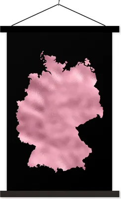 Produktbild von MuchoWow® Textilposter Karte - Deutschland - Rosa 40x60 cm mit schwarzem Rahmen - Wanddekorationen