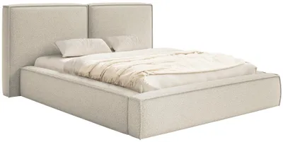 Produktbild von Homebook TILVES – Polsterbett mit Bouclé-Bezug und Stauraum, Hellbeige, 180x200 cm
