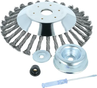 Produktbild von vhbw Metall-Unkrautbürste kompatibel mit Makita DBC CG260B, 340, 300, 290, 250, CG33N, CG330B Gartengerät, Freischneider - Ø 20 cm - Mit Zubehör-Set