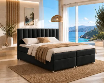 Produktbild von Best for Home Boxspringbett mit Bettkasten Trinity K-10 Bonellfederkern inkl. Topper, mit Lieferung, Aufbau & Entsorgung 160x200-Schwarz