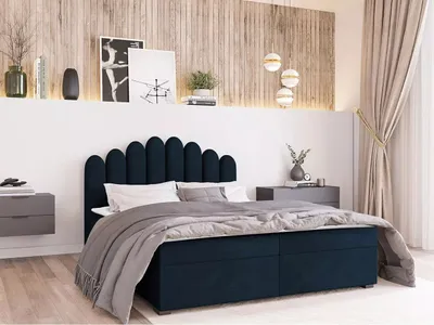 Obrázek produktu pro Boxspringová manželská postel 180x200 SALIMA - tmavě modrá