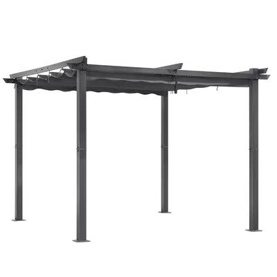 Produktbild von Angel Living Garten Pergola Pavillon Gartenpavillon aus Aluminium in anthrazit, Dachrohre aus Stahl, Verstellbares Dach aus Polyester (Beige, 3 x 3M)