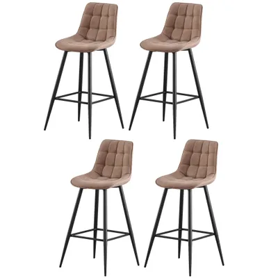 Produktbild von Casa Dolce Barstuhl MARGOTT, 4-er set, braun, 46x42x106 cm, Stoffpolster, mit Fußstütze, 130 kg belastbar