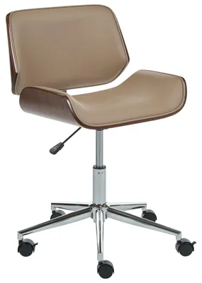 Produktbild von BELIANI Bürostuhl Beige Kunstleder Drehbar Bremsbare Rollen Gasdruckfeder Höhenverstellbar Drehbar ohne Armlehnen Retro Drehstuhl Arbeitshocker