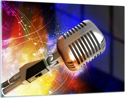 Produktbild von Bilder auf glas - Mikrofon Musik Sänger - 120x80cm - Glasbilder - Wandbilder - Kunstdruck - zum Aufhängen bereit - Wanddekoration aus Glas - Glas Bilder - Wandbild auf Glas - GAA120x80-0450