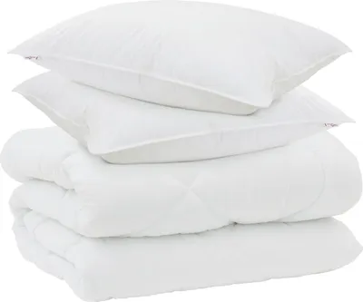 Produktbild von vidaXL Winterbettdecke mit Kissen 3 pcs Weiß Mikrofaser