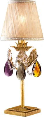 Produktbild von Casa Padrino Luxus Barock Kristall Tischleuchte Antik Gold / Mehrfarbig / Creme Ø 17 x H. 46 cm - Prunkvolle Barockstil Schreibtischleuchte mit böhmischen Kristallglas -  Italy