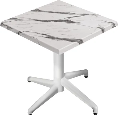 Produktbild von WAP | Bistro Außen Tisch | B:T:H 70 x 70 x 74 cm | Weiß Marmor / Weiß | Quadratisch | Bistro Tisch Gastro Tisch
