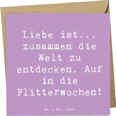 Produktbild von Mr. & Mrs. Panda Grußkarte Spruch Liebe Flitterwochen - Lavendeltraum - Geschenk, romantische Zeit, faltkarte, zusammen die Welt entdecken, Heiraten, Hochzeitsreise