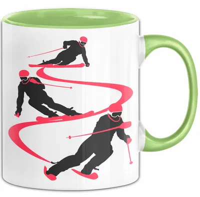 Produktbild von Ski Tasse Geschenk Grafik Skifahrer Becher (Grün)