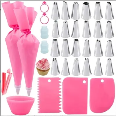 Produktbild von Spritztüllen Set 24 Stück, Edelstahl Spritzbeutel Zubehör, Tortendekoration Set für Kuchen und Cupcakes