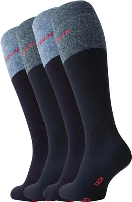 Baumwolle Kniestrümpfe Damen - Overknee Strümpfe Mit Frottee, Warme Winterstrümpfe Gestreift