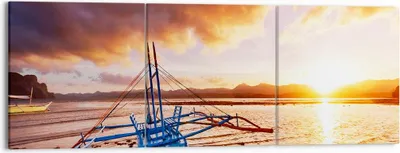 Produktbild von Bild auf Leinwand - Leinwandbild - Ufer Boot Strand - 150x50cm - Wand Bild - Wanddeko - Wandbilder - Leinwanddruck - Bilder - Kunstdruck - Wanddekoration - Leinwand bilder - Wandkunst - CA150x50-3905