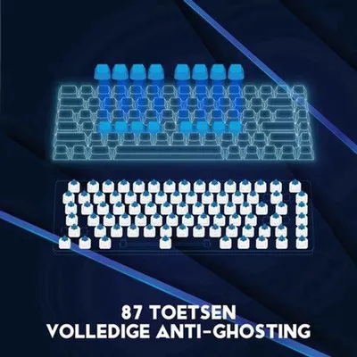 Productafbeelding van DR10031 Gaming Mechanisch Toetsenbord RGB Voor PC - 87 Knoppen Anti Ghosting - TKL Gaming Keyboard, USB Kabel,Zwart