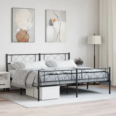 Produktbild von Bettgestell mit Kopf- und Fußteil Metall Schwarz 180x200 cm