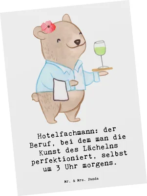 Produktbild von Mr. & Mrs. Panda Postkarte Hotelfachmann Lächeln - Weiß - Geschenk, Fotokarte, Hotel, Beruf, Ansichtskarten, Ansichtskarte, Freundlichkeit, Berufsliebe, Postkarten, Gäste