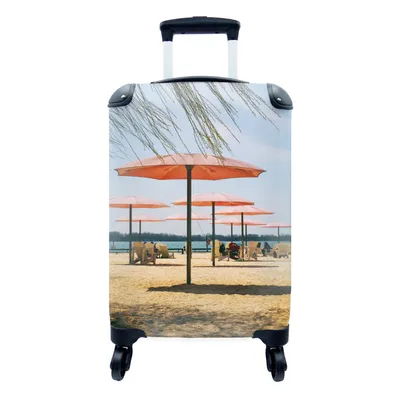 Produktbild von MuchoWow® Koffer Handgepäck Trolley Rollkoffer Kleine Reisekoffer mit 4 Rollen - Sonnenschirme am Zuckerstrand - Cabin Size < 55x40x23 cm & 55x40x20 cm - Fotokoffer - Kabinenkoffer - Boardgepäck - Reise-Box - Reisekoffer - Reisegepäck - Koffer mit Bild - Trolley für Kinder