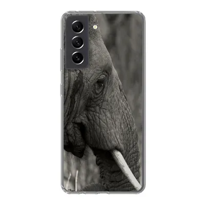 Produktbild von MuchoWow® Handyhülle Schutzhülle Hülle für Samsung Galaxy S21 FE Elefant - Tiere - Schwarz - Weiß Silikon Softcase Handy Hülle - Mobiltelefonhülle