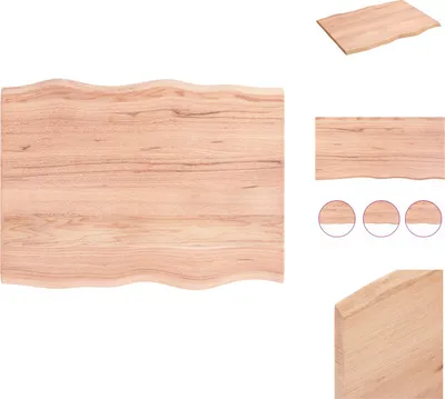 Produktbild von vidaXL Tischplatte 80x60x2 cm Massivholz Eiche Behandelt Baumkante -  Tischplatten