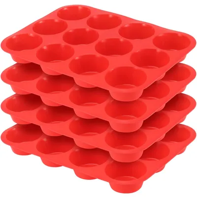 4er-Pack Silikon-Muffinbleche, 12 Mulden, 2,5 Zoll, antihaftbeschichtet