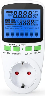 Image de Compteur numérique LCD de consommation d'énergie avec prise de courant – wattmètre, moniteur de consommation d'électricité, 230 V 16 A