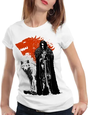 Produktbild von style3 Schattenwolf Damen T-Shirt snow winterfell jon königslande, Größe:XS