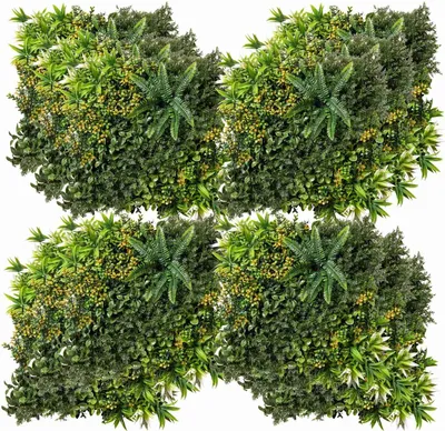 Zdjęcie produktu dla Sztuczna Ściana Roślinna, 12 Szt. Ekran Chroniący Przed Promieniowaniem Uv Wielolistny Wzór 50 X 50 Cm Do Ogrodu Na Zewnątrz