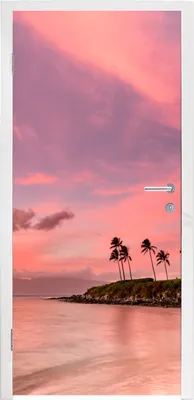 Produktbild von MuchoWow® Türtapete Selbstklebende Türfolie Himmel - Strand - Rosa 90x235 cm Türposter Türaufkleber Klebefolie Türklebefolie - XXL-Plakaten - Foster für Türen - Aufkleber