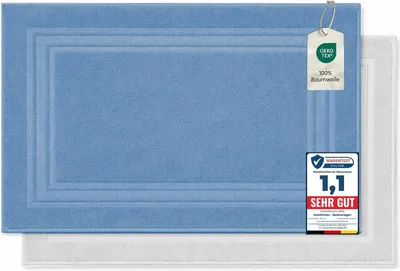 Immagine prodotto di Set di tappetini da bagno, 50 x 70 cm, 100% cotone, 600 GSM, assorbenti, ideali per il bagno