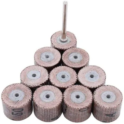 Image de Kit de polissage comprenant 10 disques à lamelles, grain 120, Ø 12 mm, pour outils rotatifs