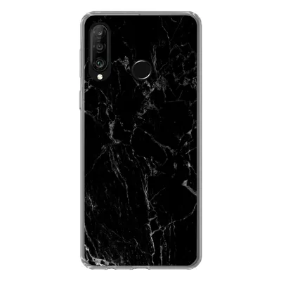 Produktbild von MuchoWow® Handyhülle Schutzhülle Hülle für Huawei P30 Lite Marmor - Schwarz - Naturstein Silikon Softcase Handy Hülle - Handyhülle