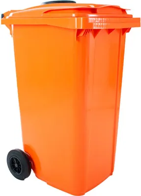 Produktbild von PROREGAL Premium 2-Rad-Mülltonne MGB mit Einwurfrosette für Flaschen & Dosen | 240 Liter, HxBxT 107,9x58,3x73,7cm | HDPE-Kunststoff | Orange