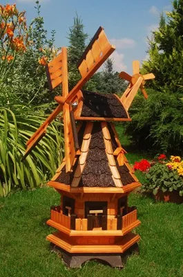 Produktbild von Windmühle mit dunkeln Schindeln– Höhe 1 Meter