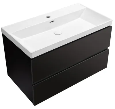 Immagine prodotto di Mobile bagno Carole - Lavabo Viano in Vetroceramica - Nero opaco - 81,2 x 62,6 x 46,5 cm