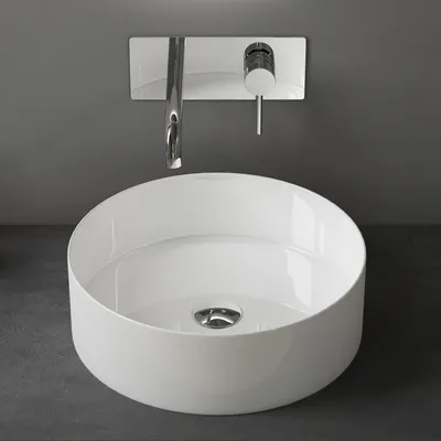 Produktbild von doporro Aufsatzwaschbecken Keramik Waschbecken Rund Waschschale 40x40x13 cm Gäste-WC weiß glänzend Handwaschbecken Waschtisch Brüssel203