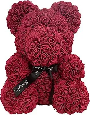 Produktbild von Handgefertigtes Rosen Geschenk für Frauen, burgunderrot, 40 cm, Ranken-Design