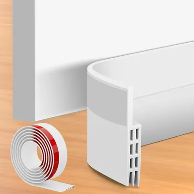 Image de Joint de porte de 100 cm, joint de sol, coupe-vent. Convient également comme isolation phonique et moustiquaire (blanc).