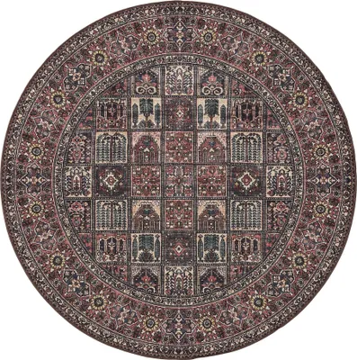 Produktbild von benuta Waschbarer Vintage Teppich George Multicolor/Rot ø 120 cm rund Wohnzimmerteppich Schlafzimmer weich orientalisch