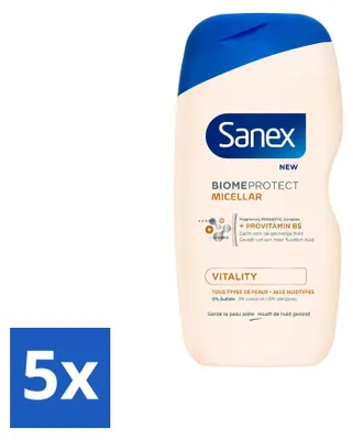 Immagine prodotto di 5 flaconi di Sanex BiomeProtect Micellare, gel doccia Vitalità, 400 ml - confezione  - 5 pezzi